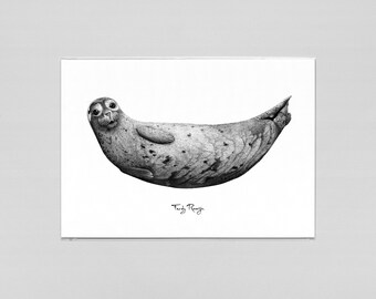 Art print yoga zeehond