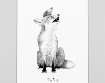 The fox and the hedgehog - A3 art print