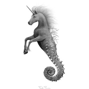 Sea unicorn A3 art print image 2