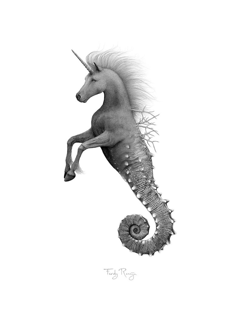Sea unicorn A3 art print image 2