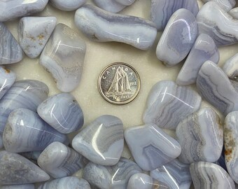 Agate Blue Lace &#39;E&#39; Quality SMALL Tumbled Crystals (Includes 10 grams)