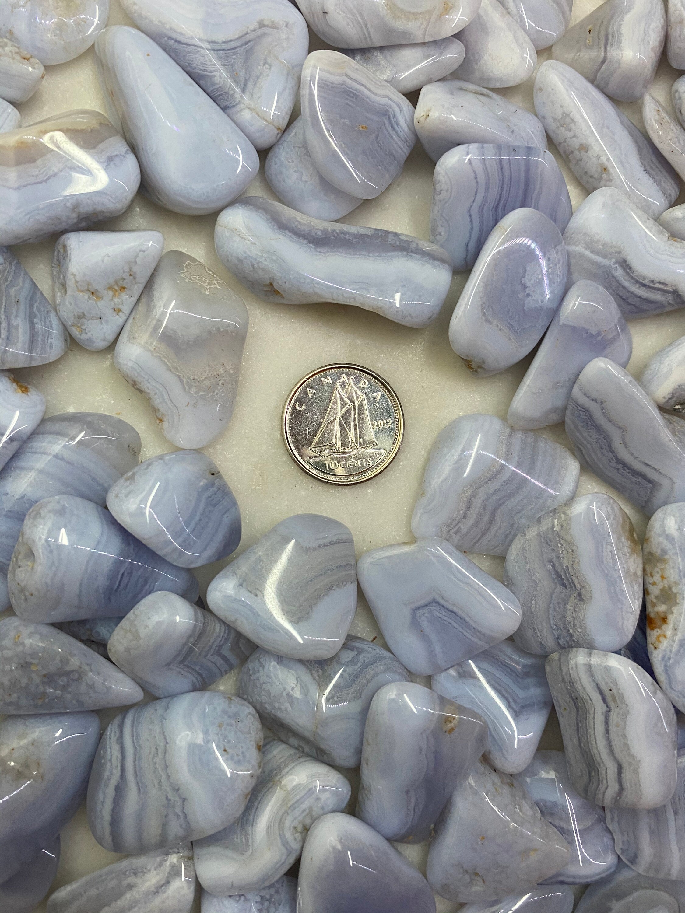 Agate Blue Lace 'E' Quality SMALL Tumbled Crystals (Includes 10 grams)