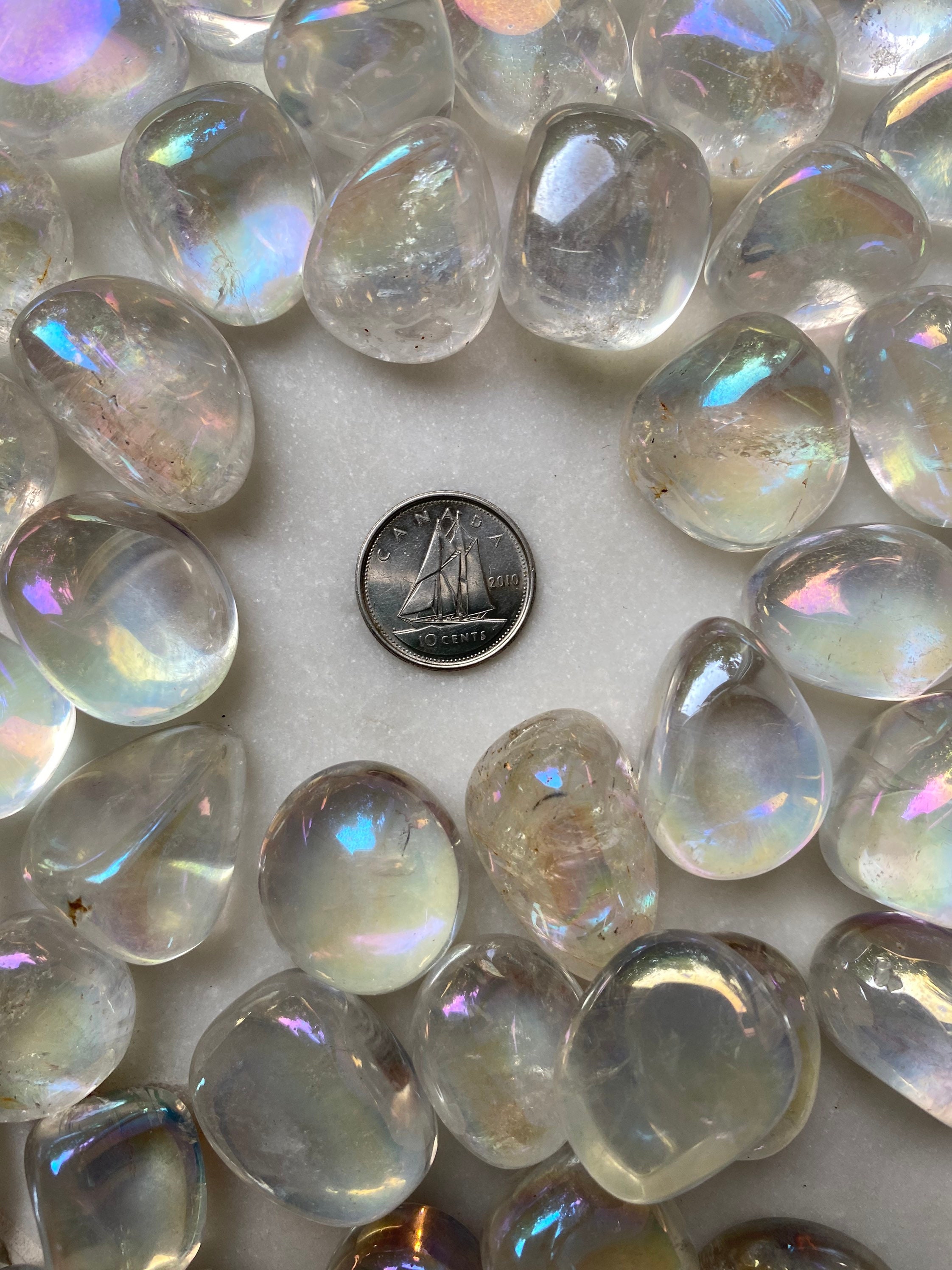 Rainbow Aura Clear Quartz (laser) Tumbled Crystal Etsy UK
