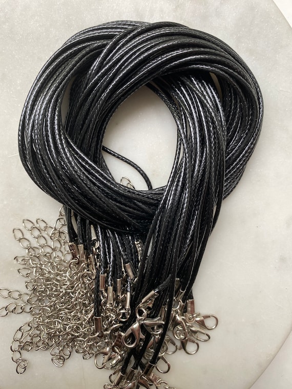 Schwarze Halskette Kette mm gewachste Baumwolle