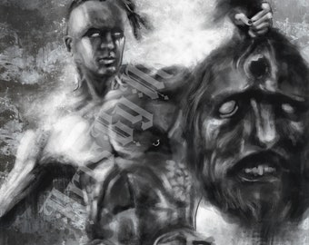 David and Goliath 5x7 8x10 Art Print Wall Decor Biblical Art Religious Decor Gift for Christian Jesus Decor