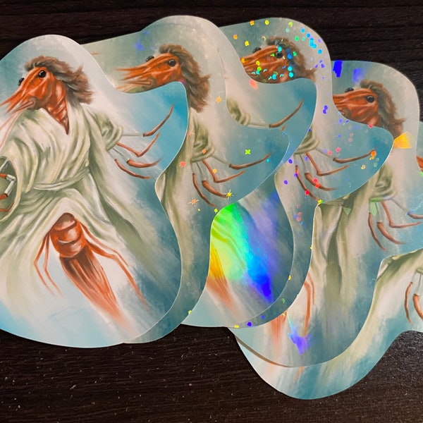 Shrimp Christ Sticker Matte, Glossy, Holographic, and Set