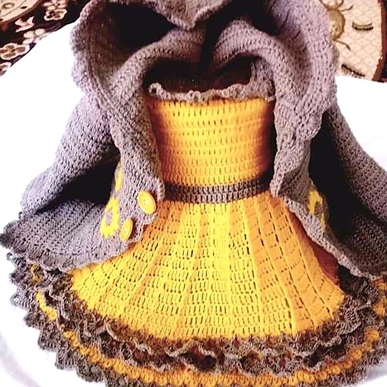 Baby Outfit Winter frock Dress Jacket Cardigan Set Girl Crochet Lace Ruffled Knitted flower embroidered Sweater