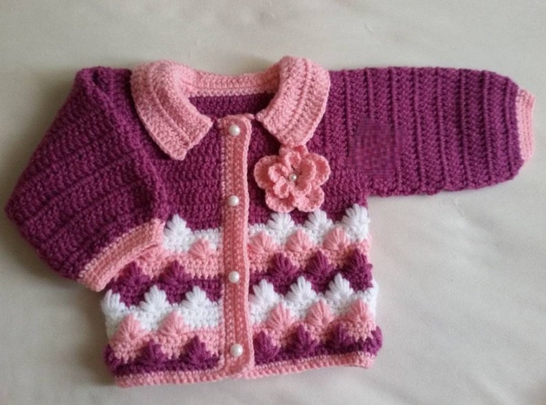 Baby Girls Clothing Girls Clothing Bead Button Girl Crochet Infanttoddlerkids Spring Outfit Colorful Knit Flower Floral Pattern Sweatercardiganjackettop Collarneck