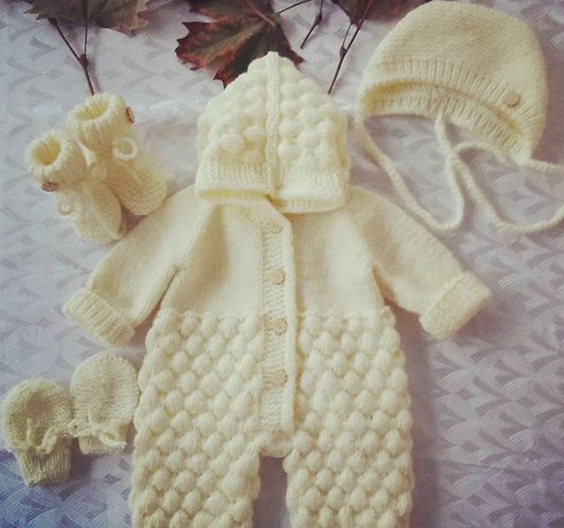 Bear Bodysuits Hooded Gender neutral CoverallsOverallsRomperJumpsuits for Newborn Baby Coming Home Outfit Set Winter Fall Crochet Knit