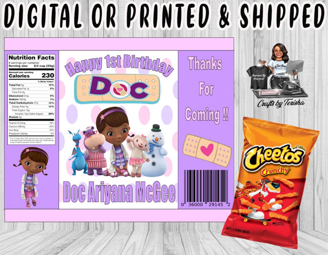 Doc Mcstuffins Chip Bags Printable Etsy