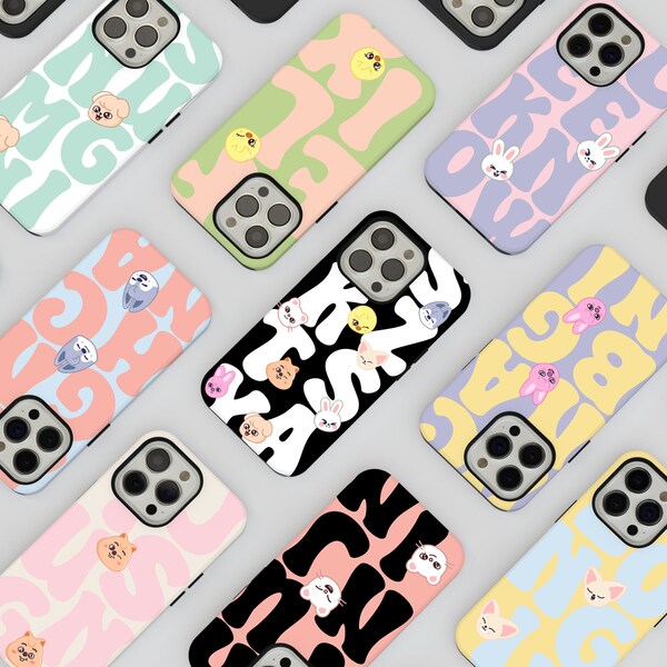 Pastel Skzoo & SKZ Member Name Phonecase K-Pop Case Birthday Gift for Stay Stray Kids Case in Tough or Snap iPhone Case Samsung Case (KP 26)