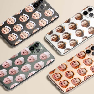 Personalized Face Pattern Case, Custom Faces Phone Case, Custom Baby Photo Phone Case, Clear & Flexi iPhone Case, Samsung Case (MONO 80)