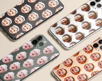 Personalized Face Pattern Case, Custom Faces Phone Case, Custom Baby Photo Phone Case, Clear & Flexi iPhone Case, Samsung Case (MONO 80)