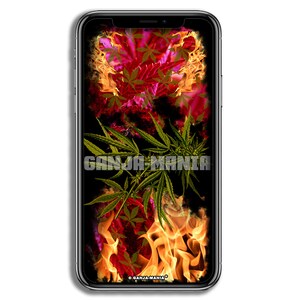 GANJA-MANIA® Weed-Themed Phone Wallpaper/Background iPhone/Android—1440x2960 PX—Instant Digital Download—Marijuana Phone Graphic—GJMSCR15