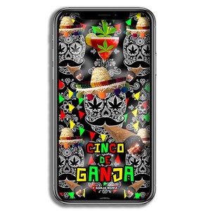 GANJA-MANIA® Cinco de Mayo Weed-Themed Phone Wallpaper/Background for iPhone/Android—Instant Digital Download—Marijuana Graphic—GJMSCR30