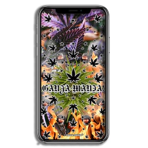 GANJA-MANIA® Weed-Themed Phone Wallpaper/Background iPhone/Android—1440x2960 PX—Instant Digital Download—Marijuana Phone Graphic—GJMSCR8
