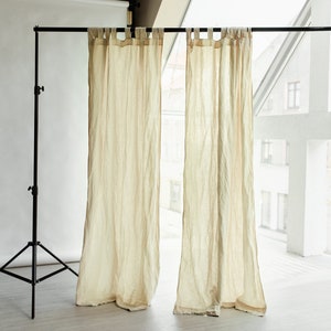 Linen curtain panel, Tab top linen curtain, Wide linen curtain, Curtain for bedroom or living room, Boho linen curtain, Handmade curtain