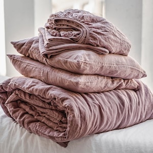5-Piece Linen Bedding Set: Extra Soft Duvet Cover, Sheets & Pillowcases