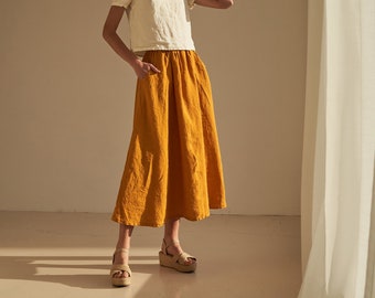 Linen maxi skirt with elastic waist SINEAD, long linen skirt, skirt for woman with elastic waist, linen maxi skirt for woman