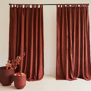 Tab Top Linen Curtain Panel: Wide Boho Window Covering