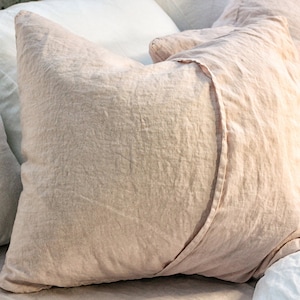 Blush Linen Pillowcase Set: Envelope Pillow Cover, Set of 2