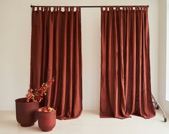 Linen curtain panel, Tab top linen curtain, Wide linen curtain, Curtain for bedroom or living room, Boho linen curtain, Handmade curtain