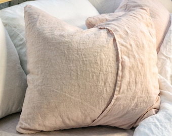 Linen pillowcase set, Blush pillows, Linen pillow covers,  Envelope pillow cover, Linen pillowcases, Linen bedding, Set of 2 shams