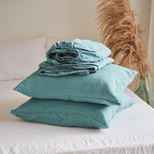 4 piece linen sheet and pillow covers set, Linen fitted sheet, linen flat sheet, two pillow covers set, Linen sheet set Full, Queen, King