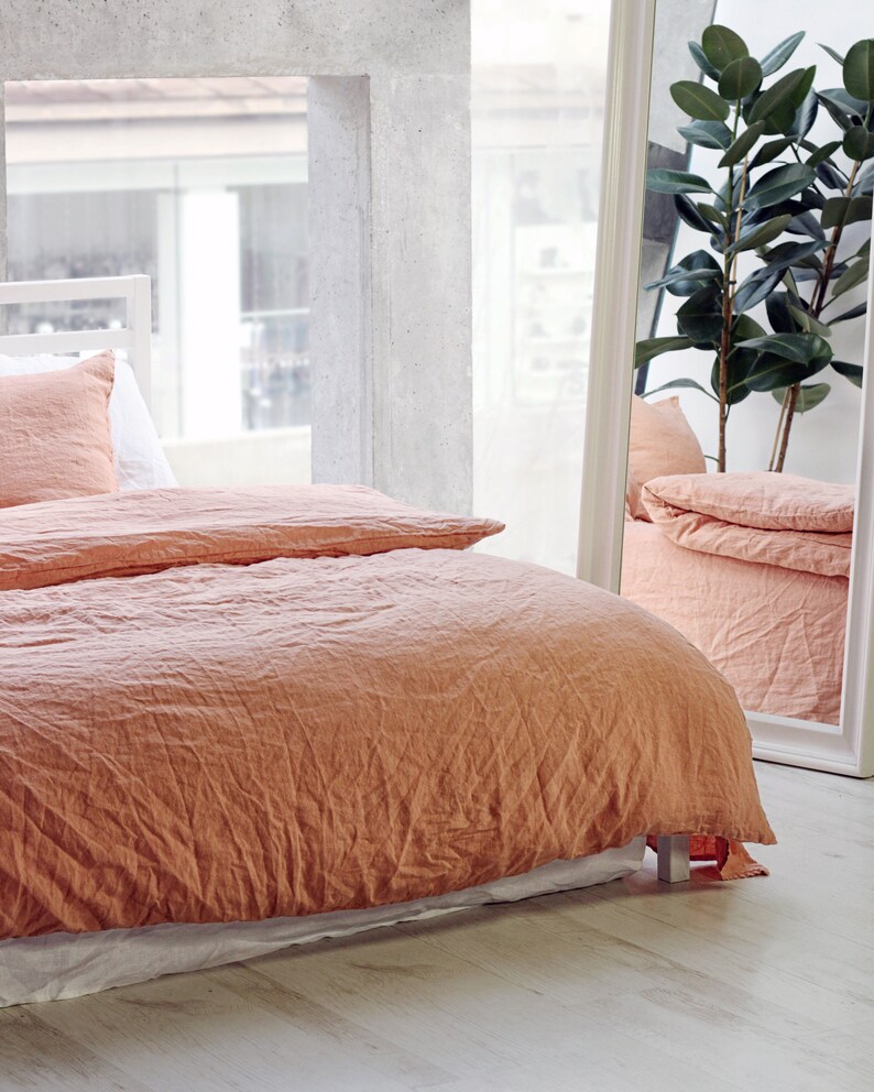 Linen duvet cover Terracotta bedding Linen bedding Pure Etsy