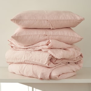 3 piece linen bedding set, Blush bedding, Linen bedding, Linen bedding queen, Linen bedding king, Linen duvet set, Custom linen bedding