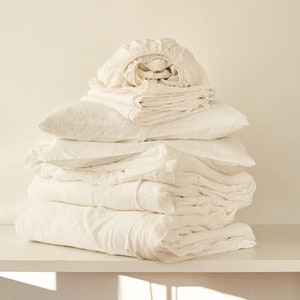 5-Piece Linen Bedding Set: Soft Wrinkled Texture, Duvet & Sheets