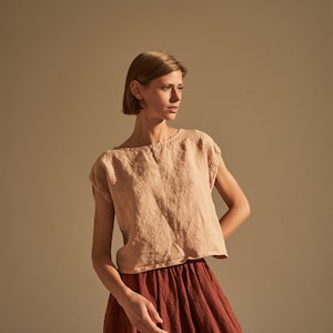Linen Crop Top ISLA: Sleeveless Summer Blouse