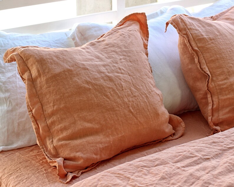 Linen pillowcase set Terracotta pillow covers Linen pillow Etsy