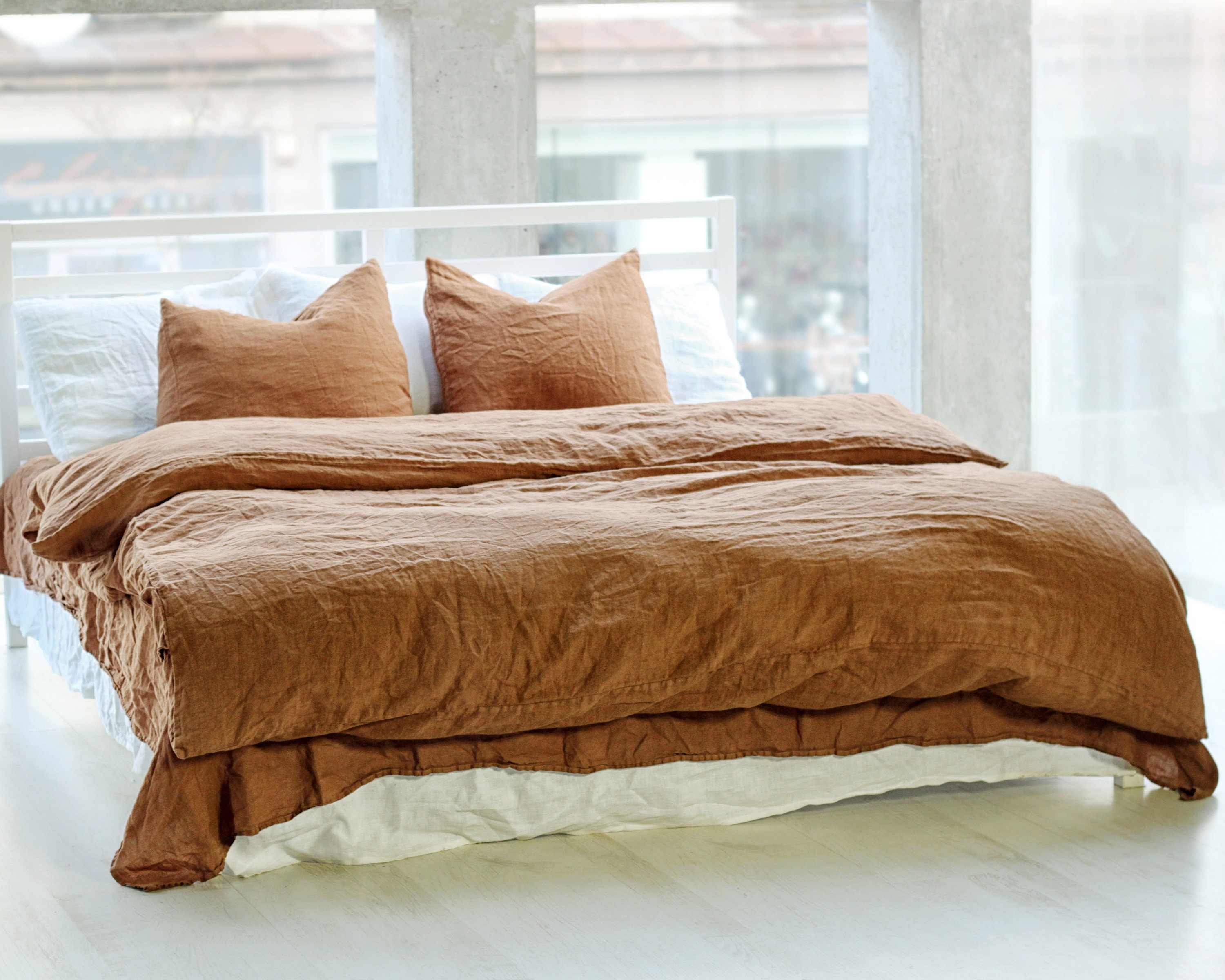 quince tobacco duvet Tobacco Linen Duvet Cover: European Bedding, King/queen Sizes