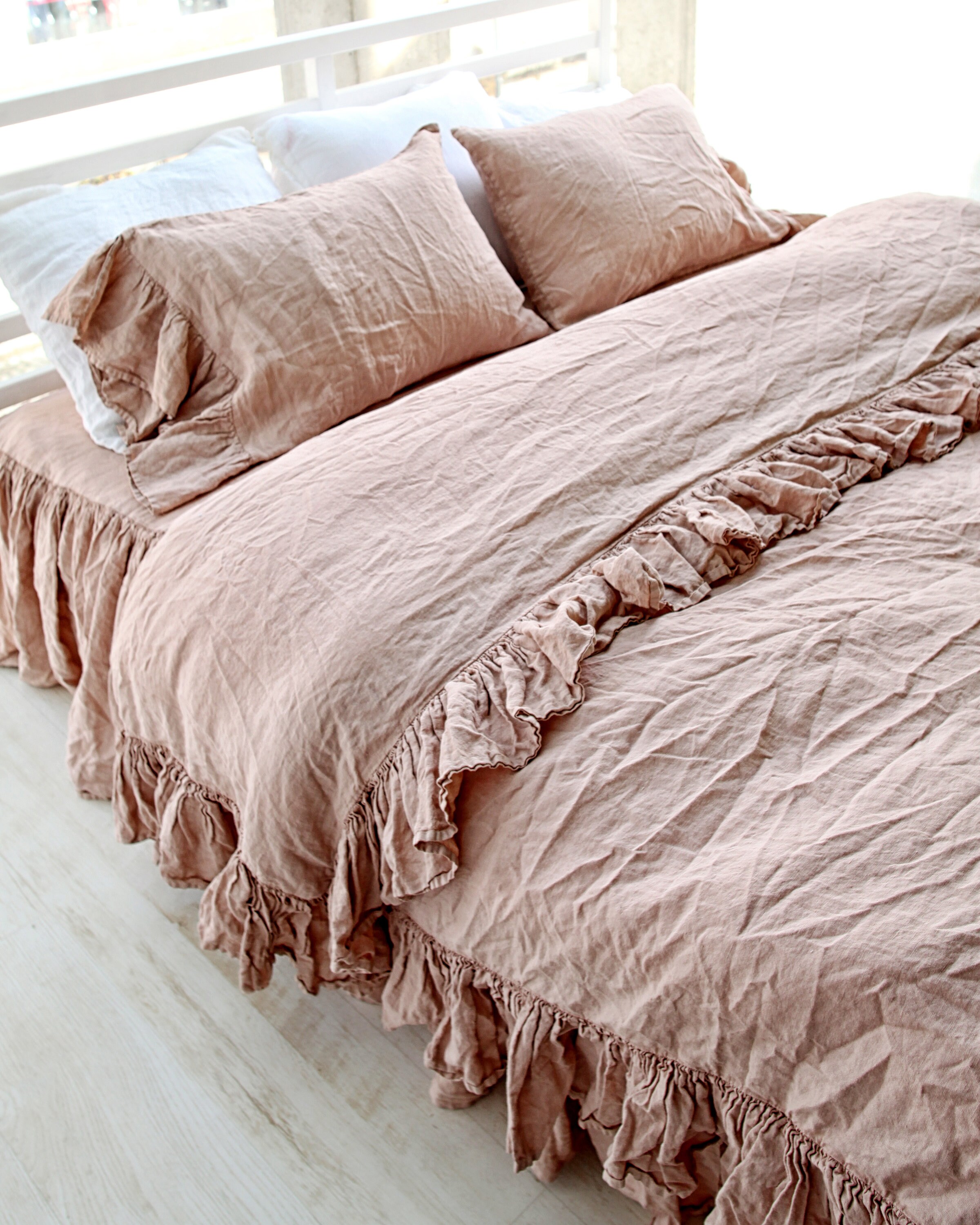 Set of 2 ruffled linen pillow shams Set of 2 linen pillow Etsy