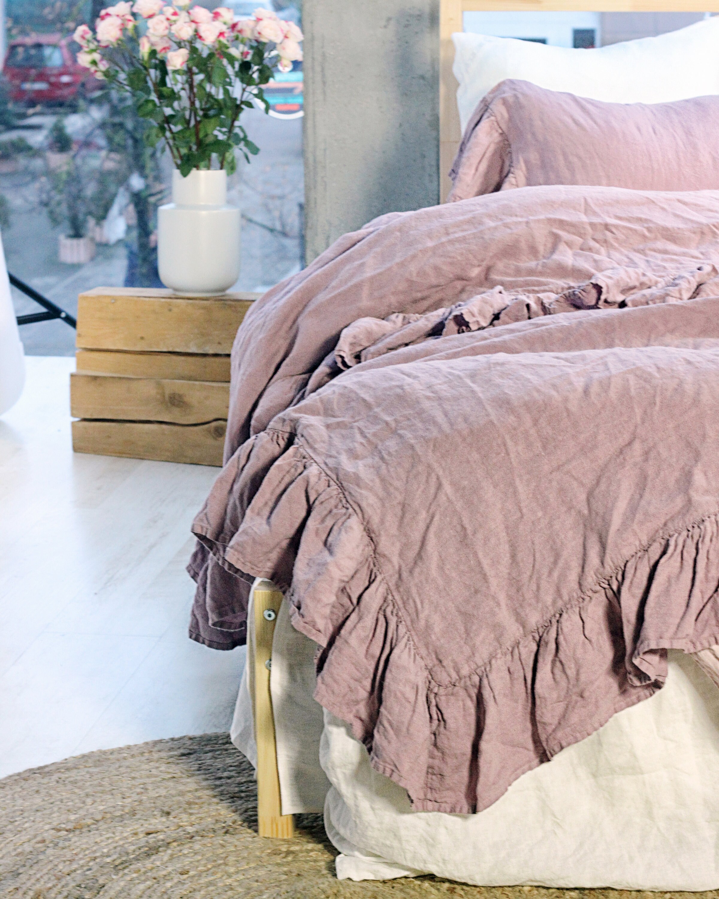 Ruffled Linen Pillow Shams Set of 2 Linen Pillow Covers Etsy