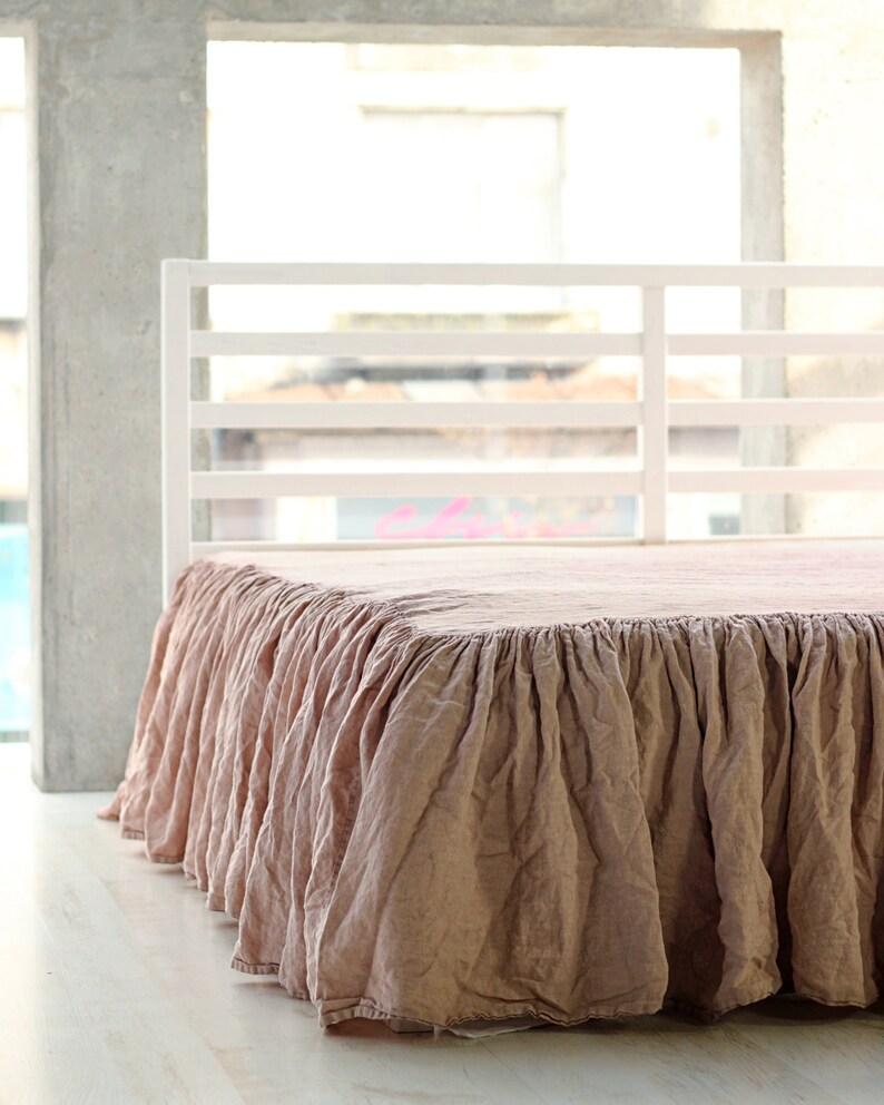 Linen Bed Skirt Ruffle Bed Skirt Linen Bed Skirt Queen Etsy UK