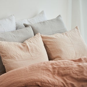 Linen pillowcase set, Peach Pie linen pillow covers, linen shams, Envelope pillow cover, Linen pillowcases, Terracotta Linen bedding image 9