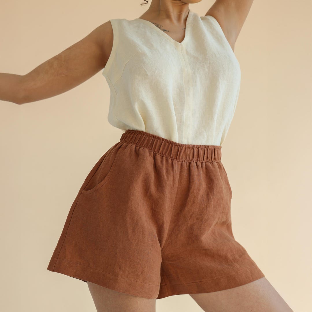 Linen Sleeveless Top With a V Neck NOVA, Linen Blouse for Woman, Linen ...