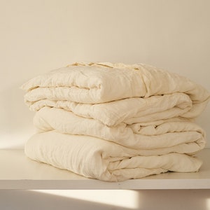Cream Linen Duvet Cover: European Linen Bedding, King & Queen Sizes