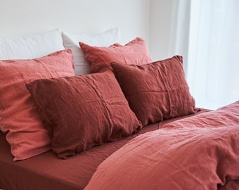 Linen Pillowcase Set: Envelope Pillow Covers, Wrinkled Texture