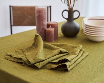 Set of 4 linen table napkins, Linen dinner napkins, Soft linen napkins, Rustic table linen, Bohemian table linen, Rustic table decor
