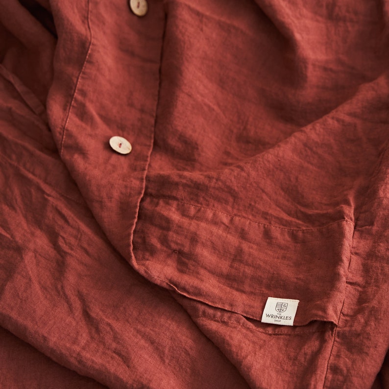 3 Piece Linen Bedding Set Red Brick Color Bedding Linen Etsy