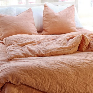 Linen pillowcase set, Peach Pie linen pillow covers, linen shams, Envelope pillow cover, Linen pillowcases, Terracotta Linen bedding image 4