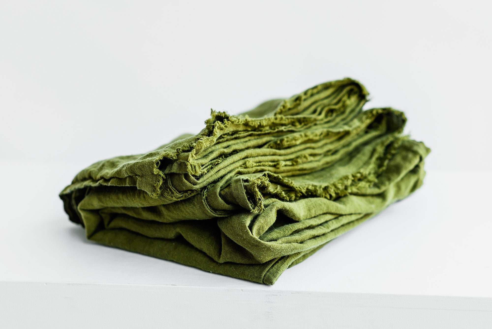 Linen Throw Blanket With Fringes