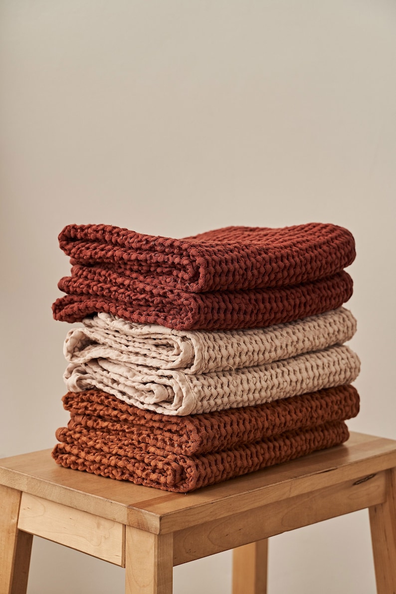 WrinklesShop Waffle Linen Hand Towels