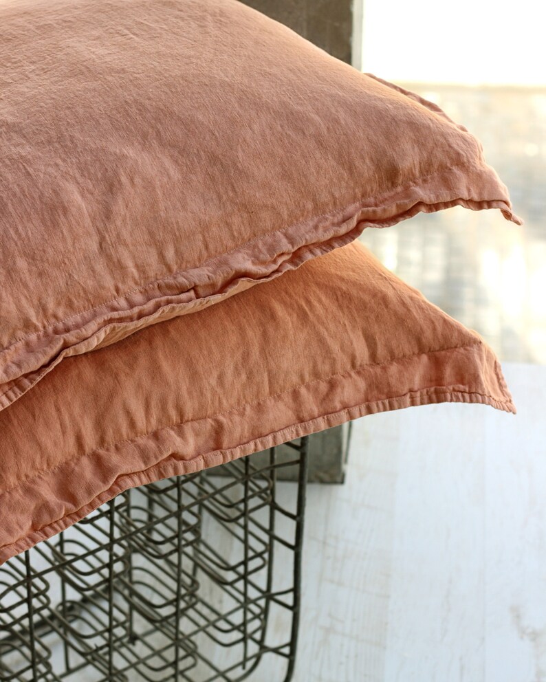 Linen pillowcase set Terracotta pillow covers Linen pillow Etsy