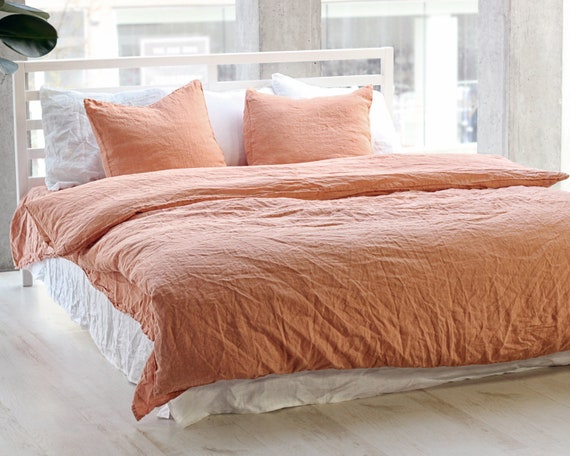 Linen Duvet Cover Terracotta Bedding Linen Bedding Pure Etsy