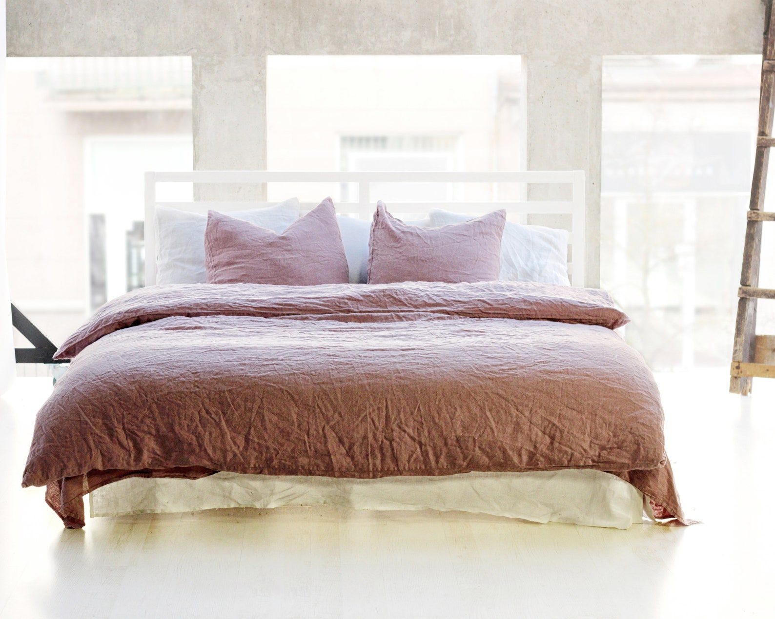 Linen Duvet Cover Mauve Linen Duvet Linen Bedding Pure Etsy