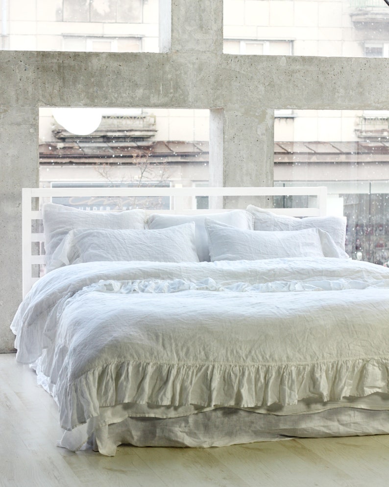 Ruffle Duvet Cover Linen White Full Queen King Covers Bedding
